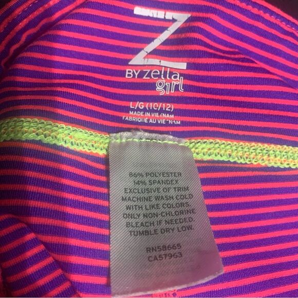 Zella Girls 10/12 Purple Active Striped Training Performance Shorts - Picture 4 of 4